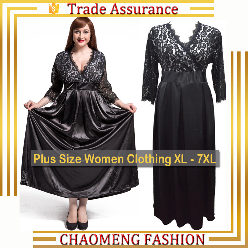 6016# Sexy long gown ghana black lace fabric maxi dress for fat women african kitenge designs