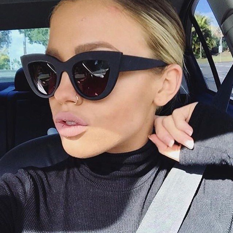 MONIQUE CatEye Sunglasses For Women Pink Mirror Shades Female Sun Glasses Black White Coating Cateye Aviation Oculos 2019