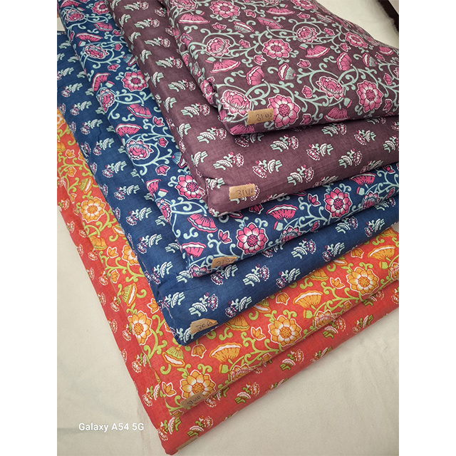 New 2023 Multi-Color Wholesale Fabric Indian Cloth Textile 100% Cotton Garment Fabric Material Floral Hand Block + Screen Print