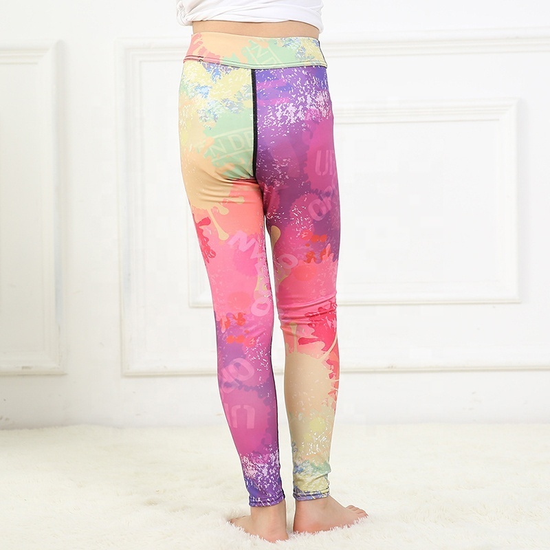 Hot sale children yoga leggings comfortable high quality compression yoga tights skin breathable children sublimated yoga pants