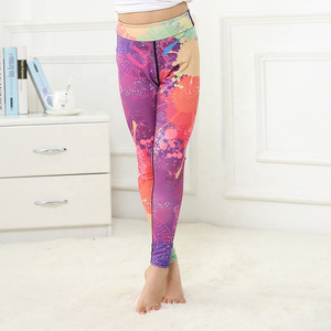 Hot sale children yoga leggings comfortable high quality compression yoga tights skin breathable children sublimated yoga pants