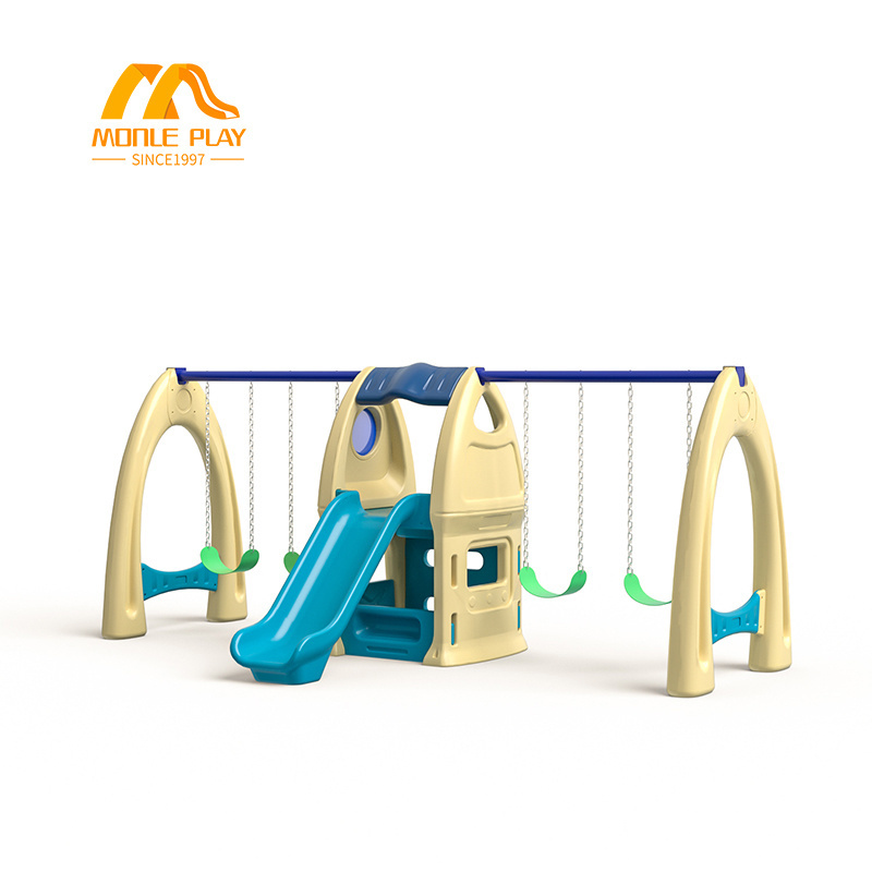 Monle Kids Indoor Play House Baby Playroom Playground Equipment Plastic Swing And Slides For Children Sliding Toys