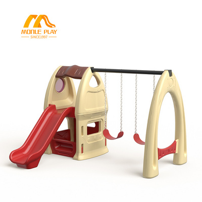 Monle Kids Indoor Play House Baby Playroom Playground Equipment Plastic Swing And Slides For Children Sliding Toys