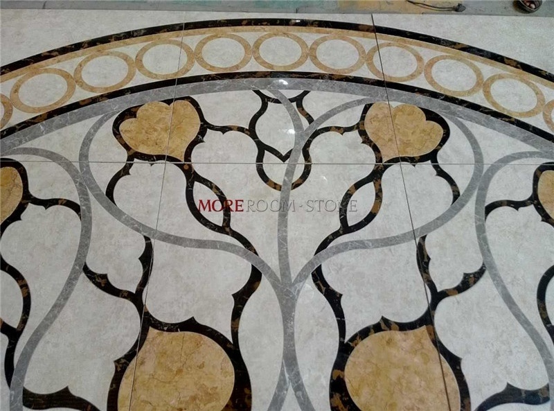 Foyer Round Waterjet Marble Porcelain Tile Floor Medallions