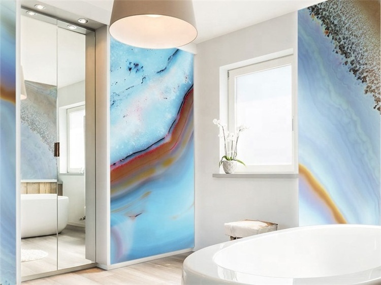 Bathroom Wall Design Crystal Geode Agate Onyx Art Glass