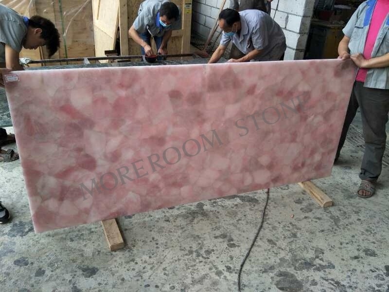 Semi Precious Stone Rose Quartz Slab