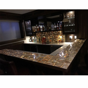 Luxury Bar Top Design Translucent Fossil Wood Petrified Wood Stone Veneer