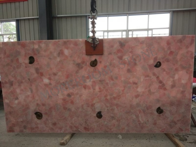 Semi Precious Stone Rose Quartz Slab