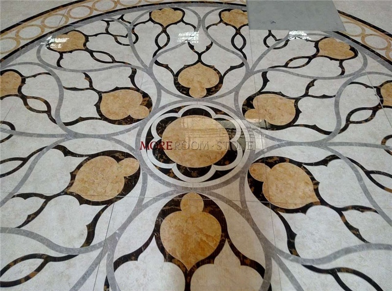 Foyer Round Waterjet Marble Porcelain Tile Floor Medallions