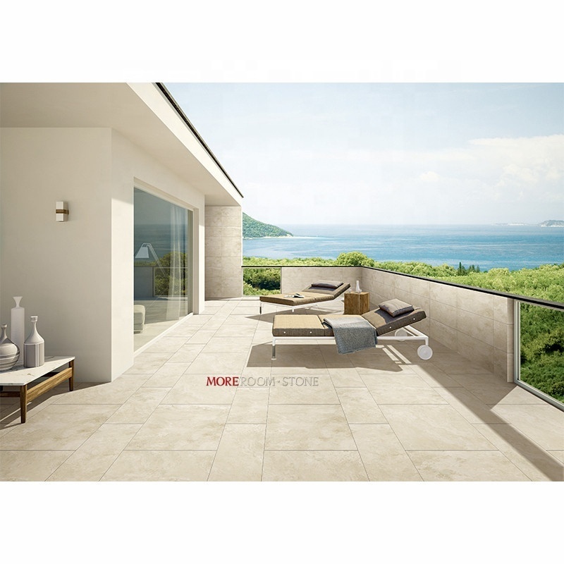 Anti Slip 20mm Beige Concrete Rustic Porcelain Outdoor Floor Tile for Balcony