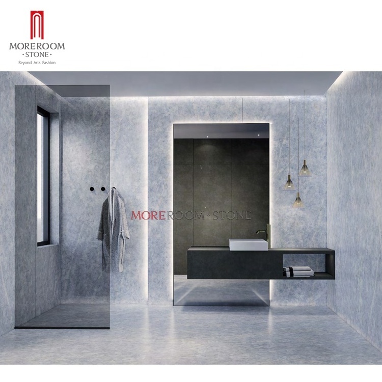 Polished Bathroom Shower Blue Crystal Onyx Large Format Porcelain Wall Slabs Tile Dubai