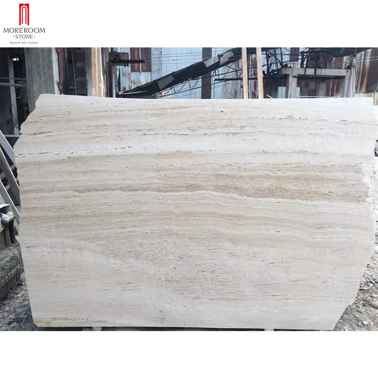 polished Seal hole beige marble travertine stone tiles flooring