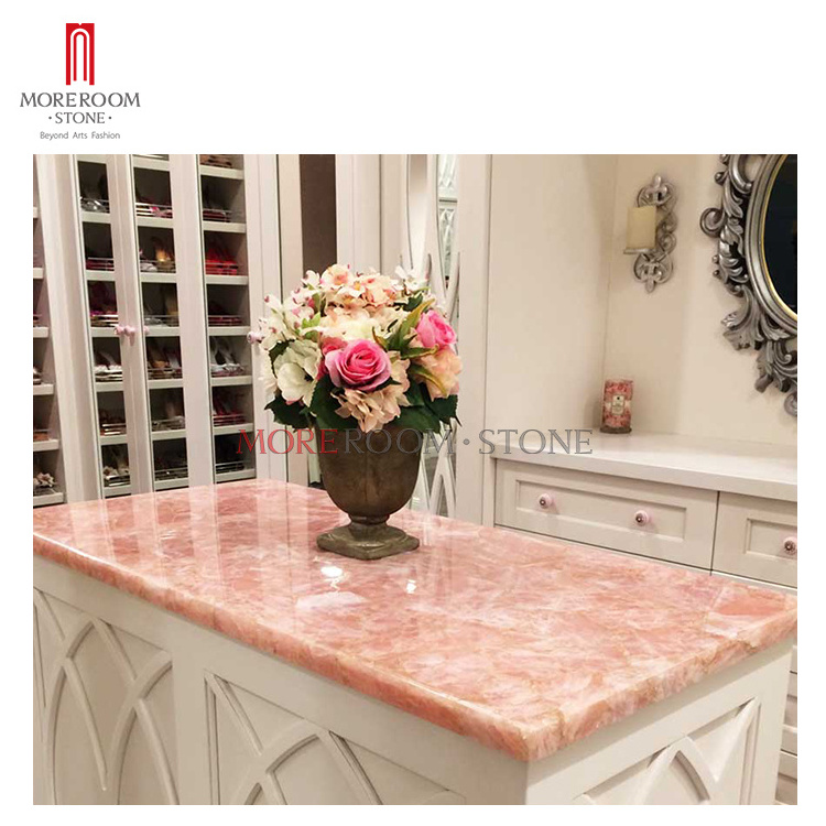 Luxurious decoration natural stone transparent marble Rosa pink Crystal slab