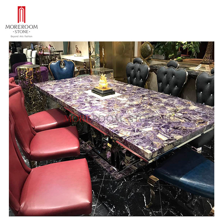 hotel luxury bar counter table amethyst stone translucent countertop