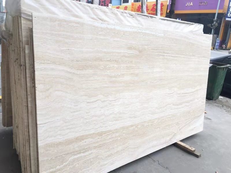 polished Seal hole beige marble travertine stone tiles flooring