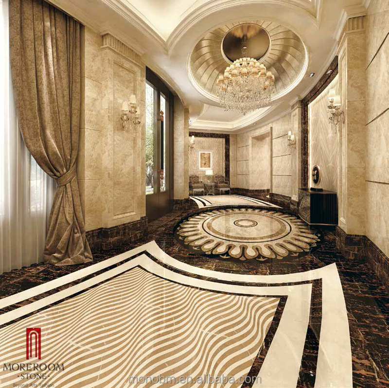 Water Jet Marble Medallion Tile Deco Floor Marble Slab Inlay Composite