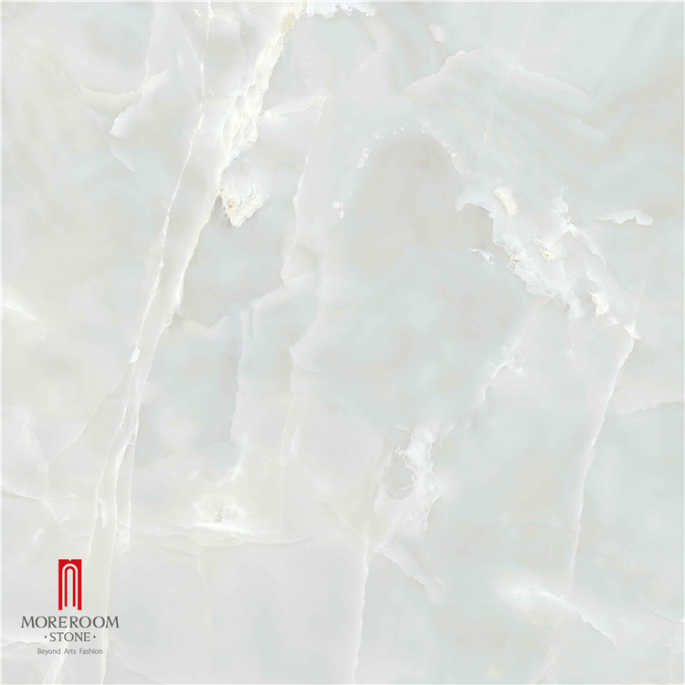 white glossy onyx look glazed porcelain tiles