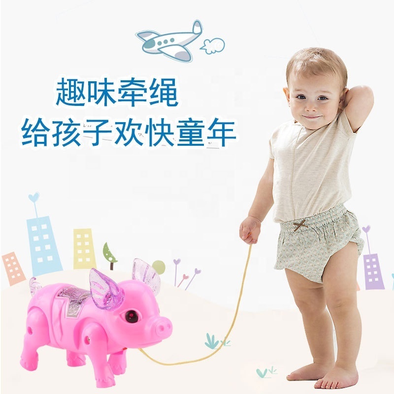 Light up toys Glowing Toy Pig with Leash Electric Walking Singing Musical kids toys