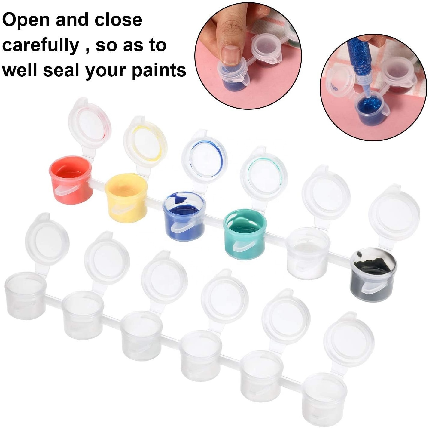 3ml 8pcs Empty Paint Strips Paint Cup Pots Clear Storage Paint Containers Mini Painting Cup Pot