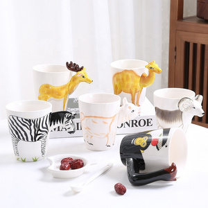 Ceramic Mug Creative 3D Hand painted Novelty Animal Cups Coffee Mug Milk Cup with handles