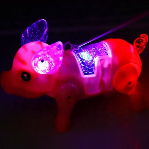 Light up toys Glowing Toy Pig with Leash Electric Walking Singing Musical kids toys