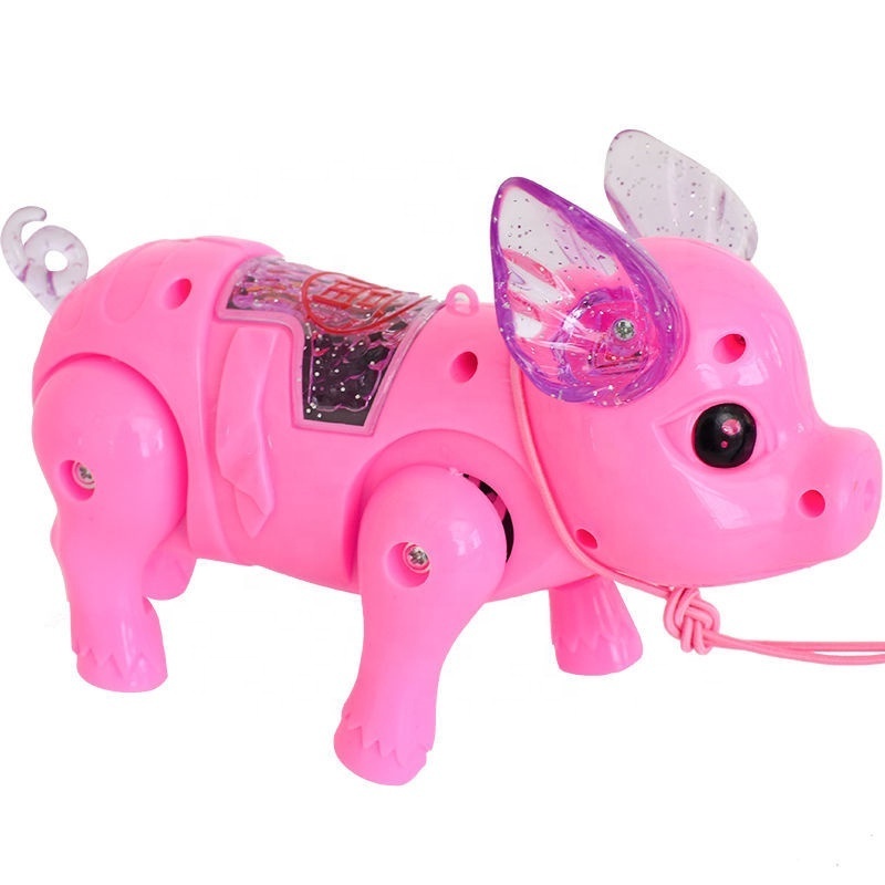 Light up toys Glowing Toy Pig with Leash Electric Walking Singing Musical kids toys