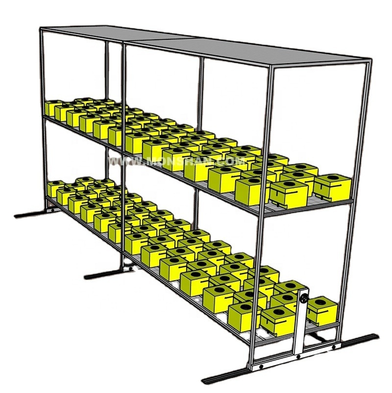 Multiple Tiers Movable Rolling Bench Shelves Vertical Grow Rack System For Indoor Growing Farming