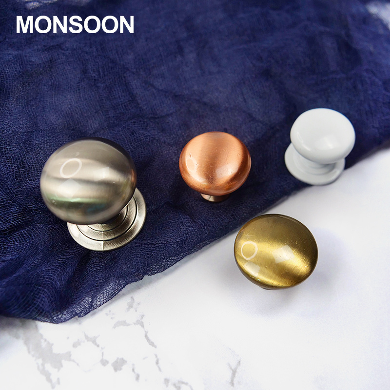 Furniture hardware Minimalist Brass closet wardrobe kitchen pull Drawer knob zinc round cupboard gold cabinet knob For Cabinet