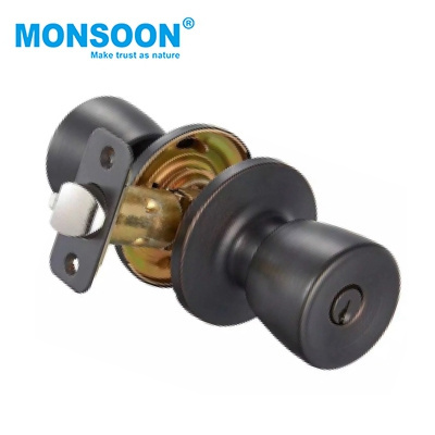 keyed entry indoor knob cylindrical door lock brass metal door handle cylindrical door knob lock