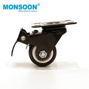 furniture industrial caster brake desk chair moving wheel roller wheels nylon castor pu swivel screw caster wheels with brake