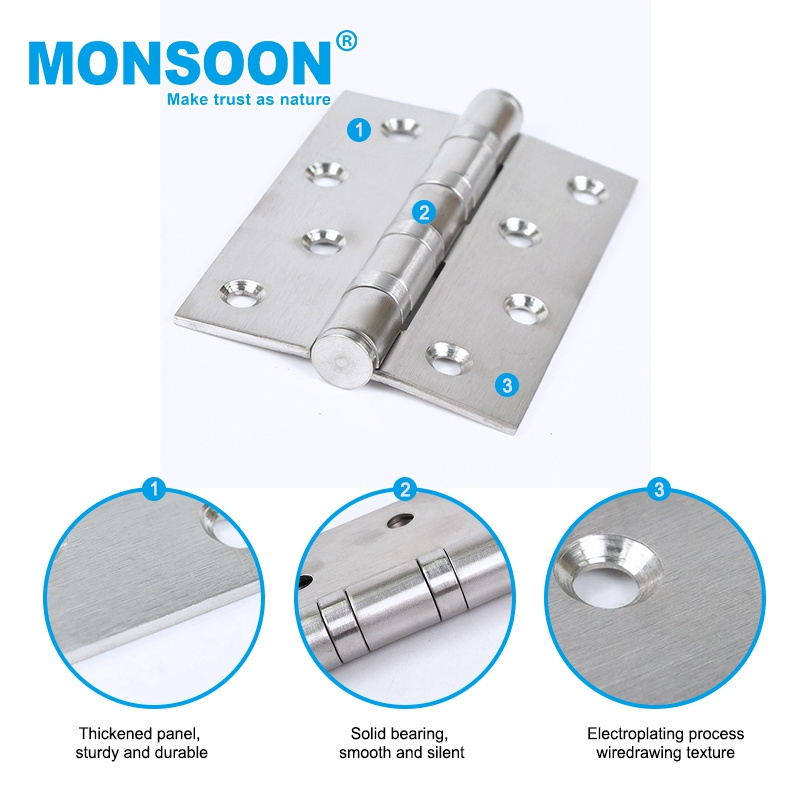 Hardware accessory 304 Stainless Steel iron metal window round corner spring door hinge flush hinge for wooden door