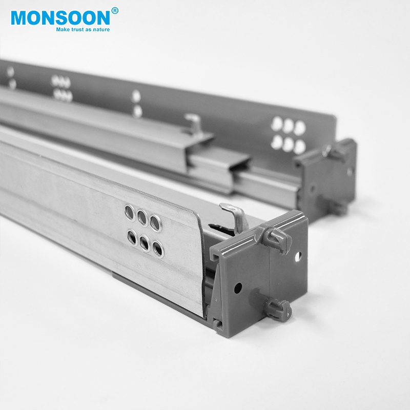 MOSNOON Furniture full extension Concealed Hydraulic cabinet bottom mounted drawer slide soft close undermount drawer slide