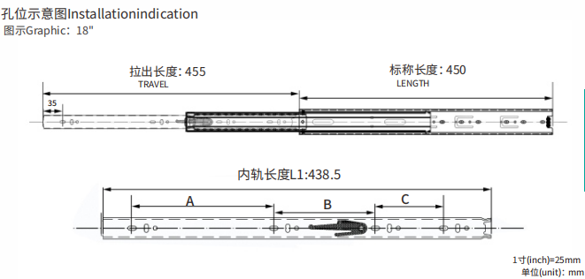 1.5*1.5*1.5mm 68kg cabinet locking drawer slide load rating heavy duty locking drawer slide