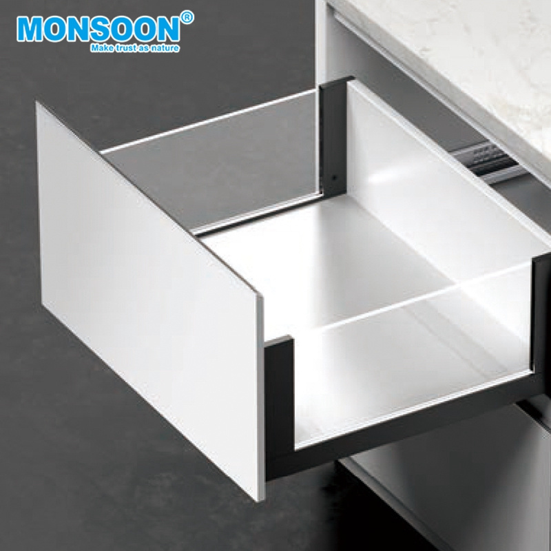 cheap full extension  soft close drawer slide Push Open undermount drawer slides Slim Box with glass