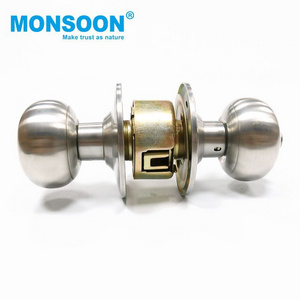 new household keyless round Interior door knob sliver round cylindrical door lock for metal wooden door