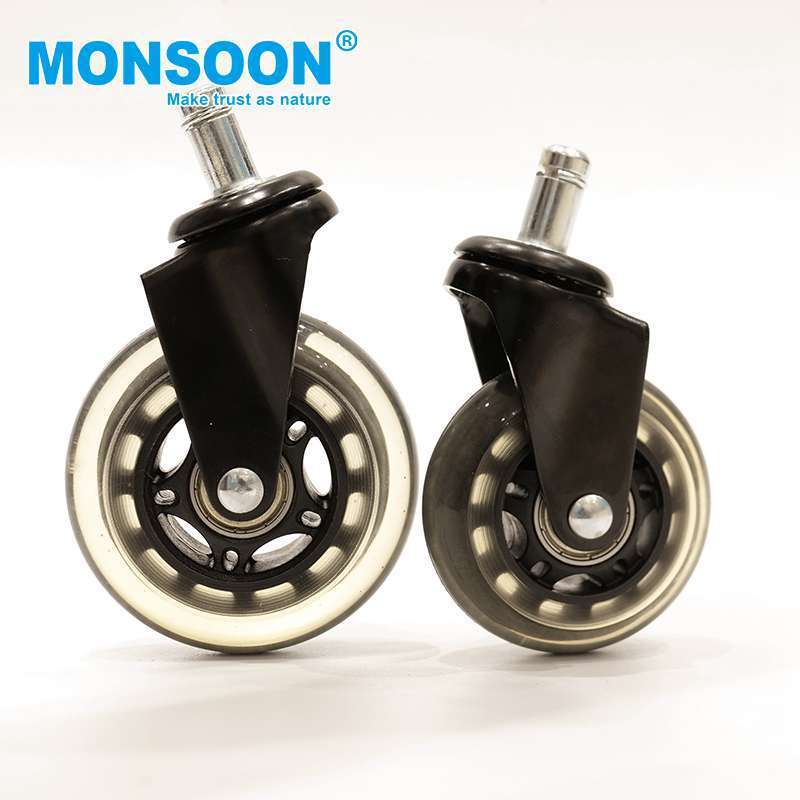 Pu Swivel Caster safety office chair pu caster wheel furniture wheels antique inner locking roller blade chair wheel with brake