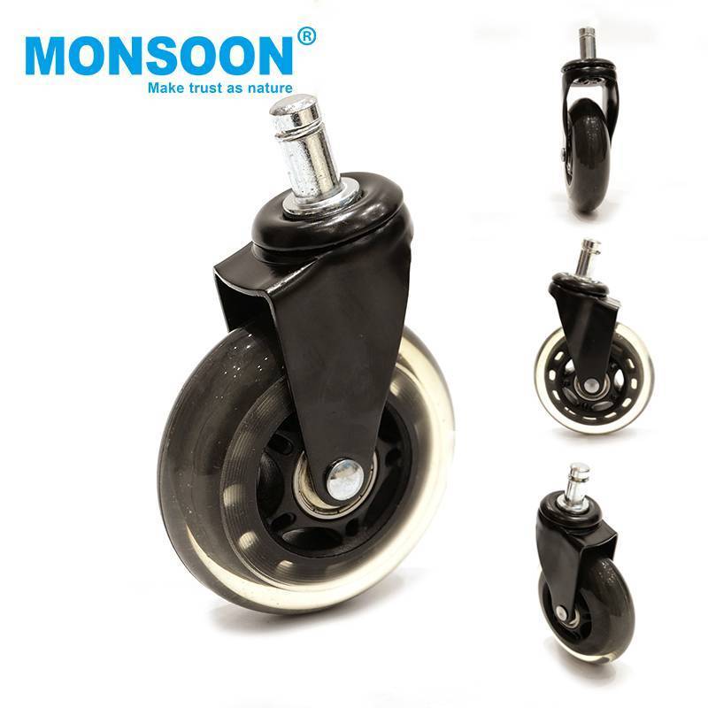 furniture moving wheel roller caster transparent rubber caster wheels universal office chair caster wheel  with brake