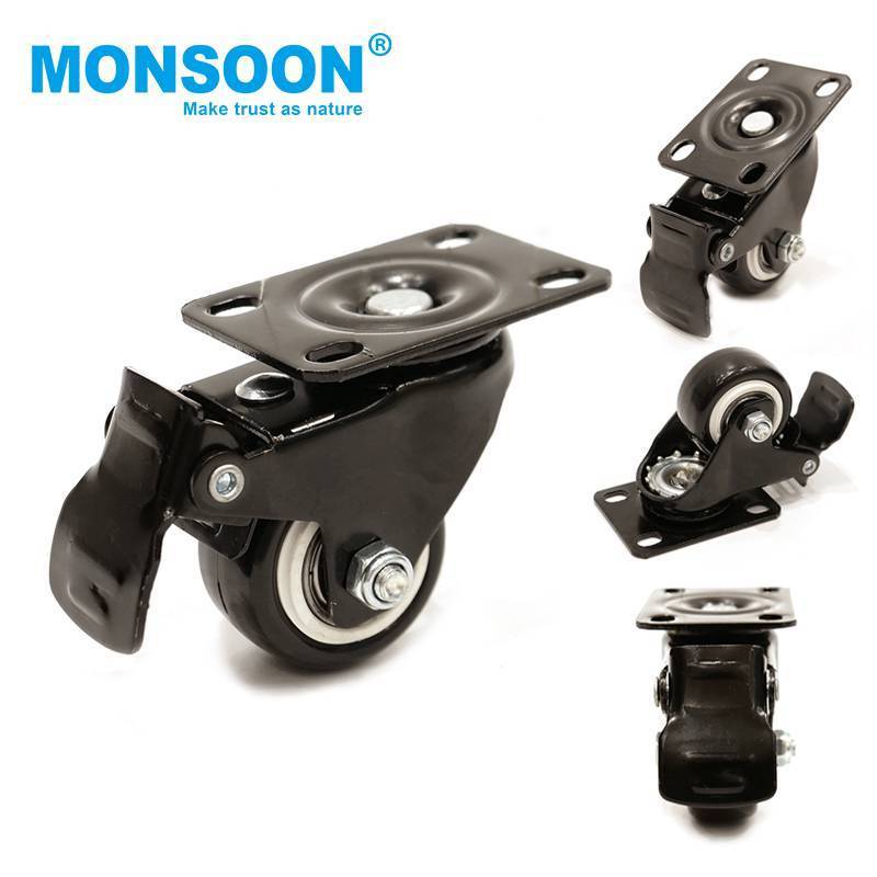 furniture moving wheel roller caster transparent rubber caster wheels universal office chair caster wheel  with brake