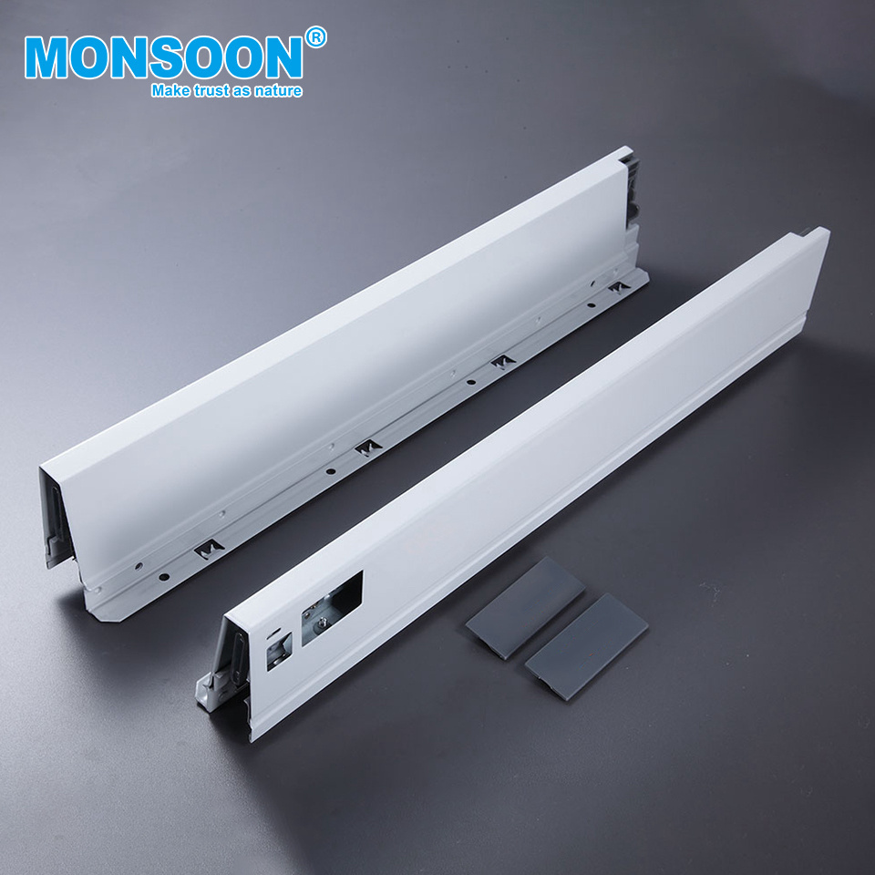 MONSOON Hardware accessories Cold-rolled steel soft closing glass legrabox drawer slide for kitchen drawer