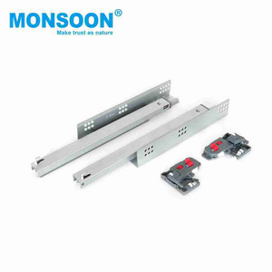 heavy telescopic channel drawers guides soft close bottom mounted 3 fold push open concealed drawer slide with handles