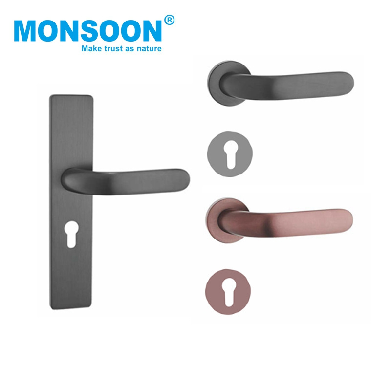 Alloy Pull Handle sliding wardrobe matt black zinc alloy lever door handle lock set entry front lever door locks