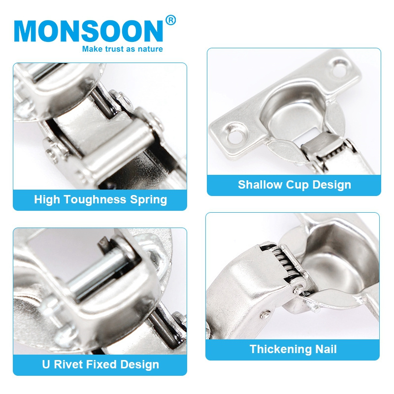 Monsoon Hardware Hinge 35mm Cup Slide On Two Way 4 Holes Concealed Hing Hydraulic Furniture Hardware Kitchen Cabinet Door Hinge