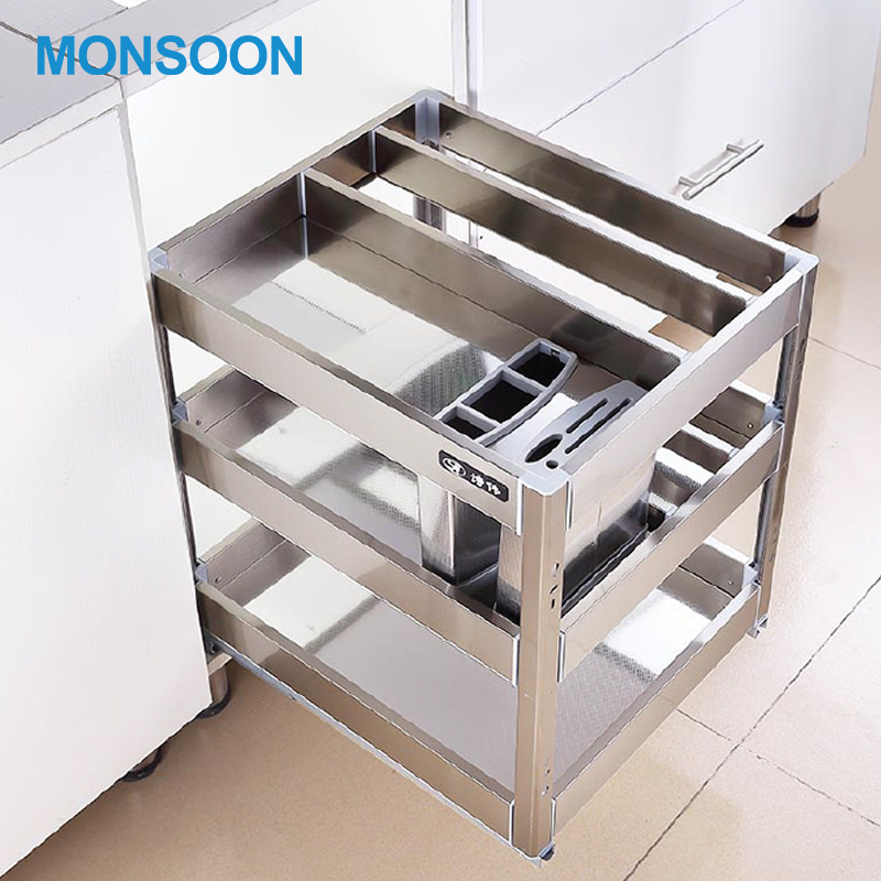 Magic corner Cabinet hardware modular sliding organizer pull down pullout metal wire storage kitchen pull out basket drawer