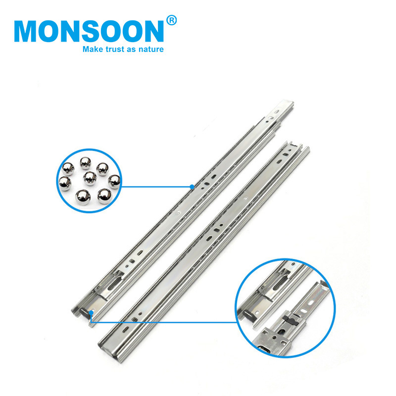 MS01-A American Type Undermount side Heavy Duty Drawer Rail Full Extension 42mmTelescopic ball bearing Drawer Slide