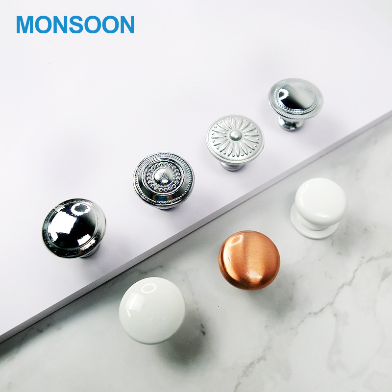 Furniture hardware Minimalist Brass closet wardrobe kitchen pull Drawer knob zinc round cupboard gold cabinet knob For Cabinet