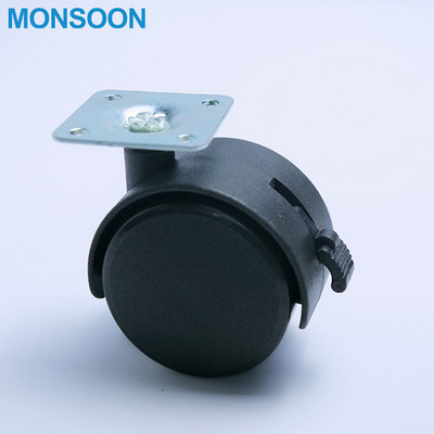 Sample Free Furniture Caster Locking break Plastic office chair braking swivel caster twin caster wheels with brake