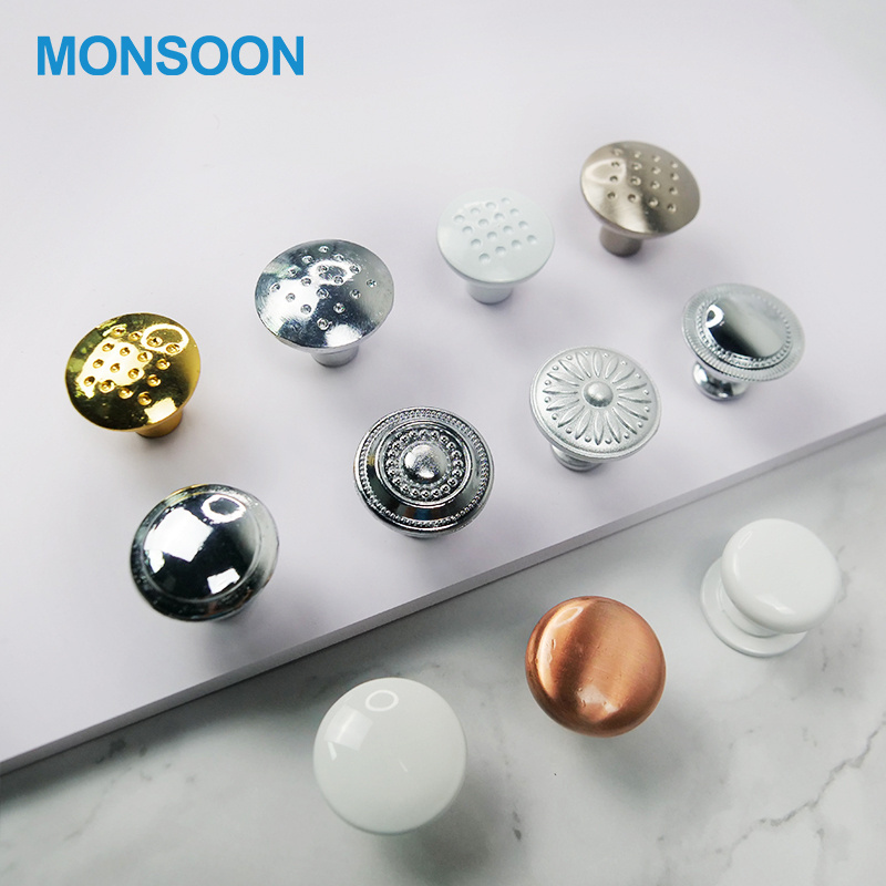 Furniture hardware Minimalist Brass closet wardrobe kitchen pull Drawer knob zinc round cupboard gold cabinet knob For Cabinet