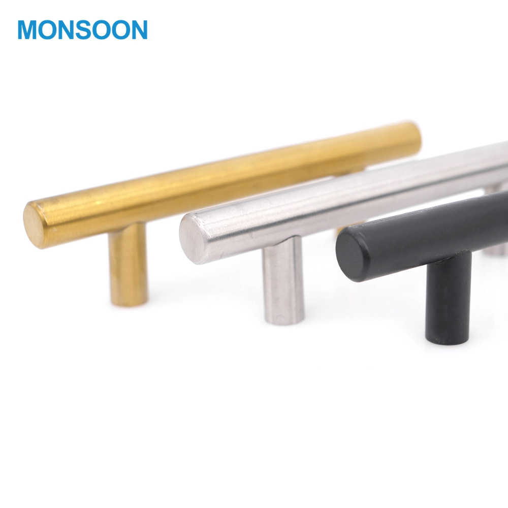 MS07 High Quality Furniture hardware T Type Steel wardrobe Handle Kitchen Cabinet Drawer Pull Door Handles