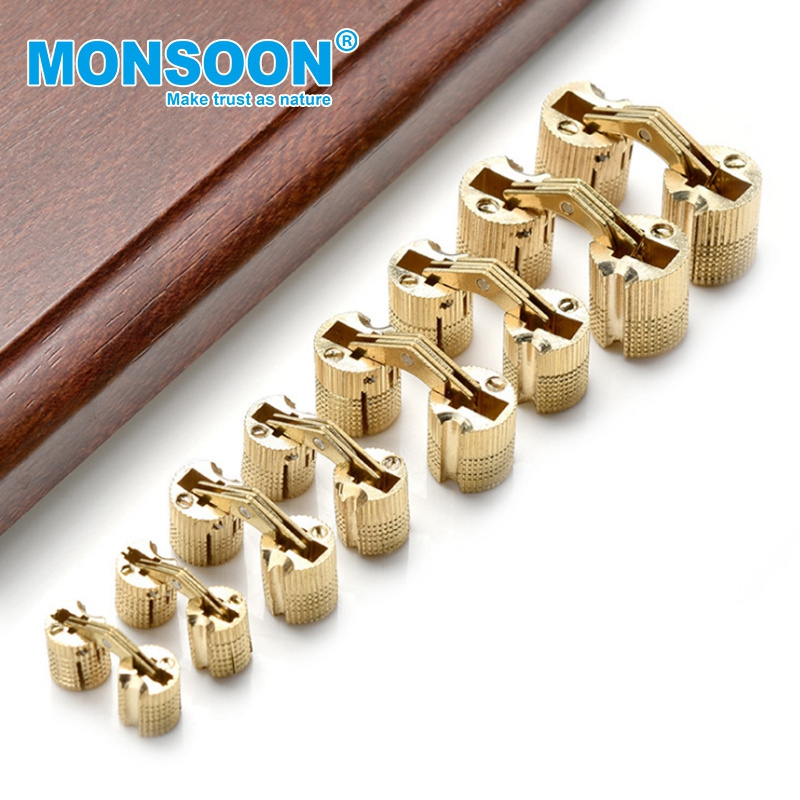 Furniture Gold Finish round hinges Brass Copper bisagras para tubos redondos Concealed Cylinder barrel hinge for jewelry box