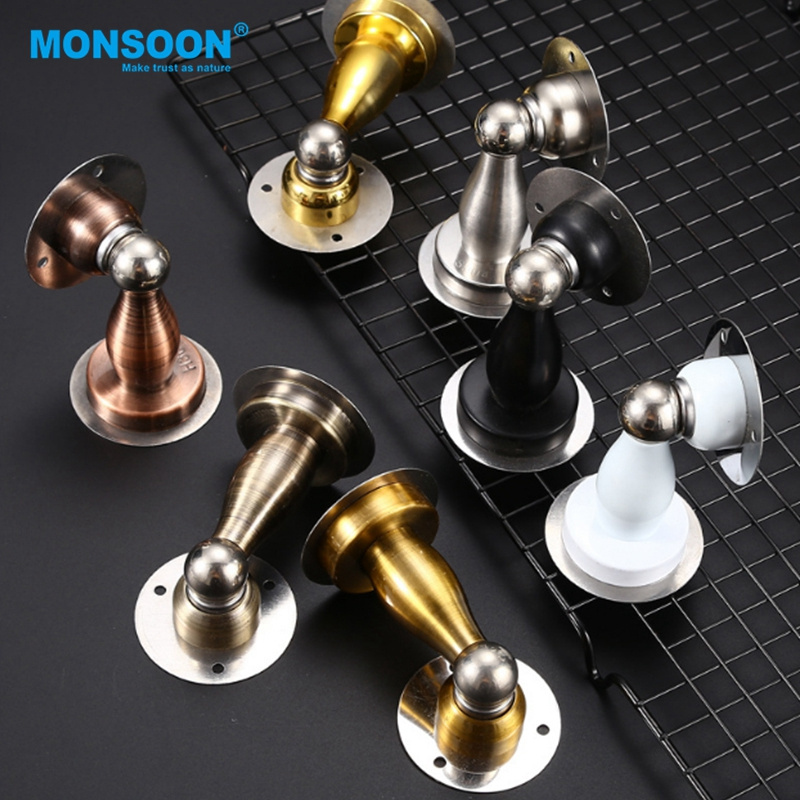 Heavy Duty house non-punch door stopper floor mounted strong stainless steel magnetic hidden door stopper